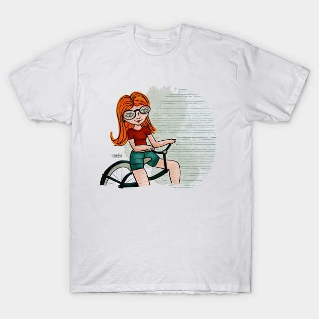 Riding her bike T-Shirt by MoTekent